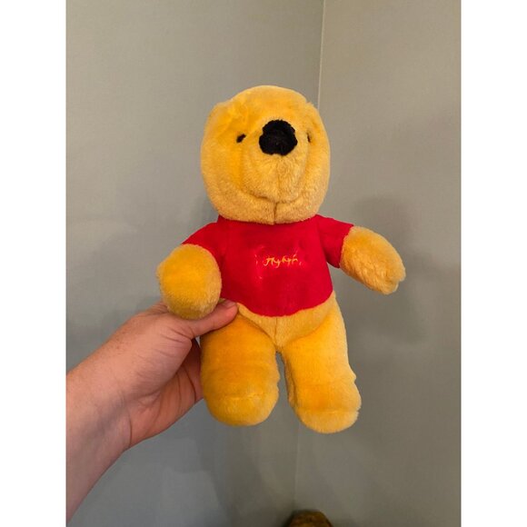 Vintage Sears Gund Disney Winnie The Pooh Plush Bear 9" Yellow With Red Shirt St - Picture 1 of 6